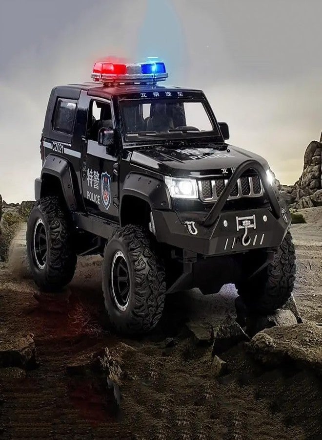 endevi 1:32 Scale Exclusive Alloy Metal Pull Back Die-cast Car Model with Sound Light Mini Auto Toy for Kids Metal Model Toy Car with Sound and Light (Police-) - Image 5